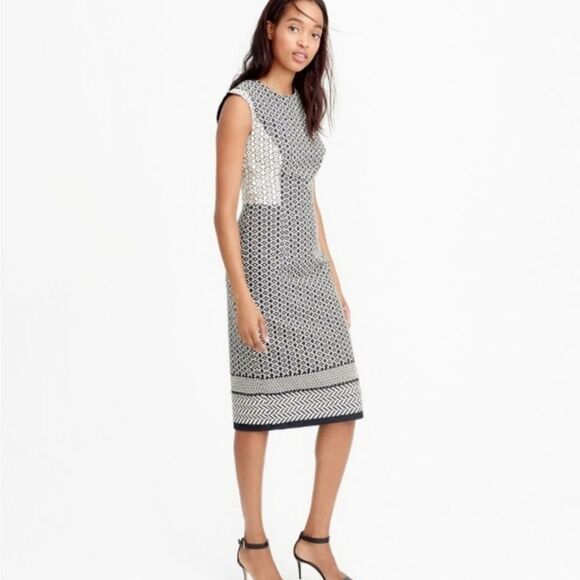 J. Crew fitted Geometric Tapestry Jacquard Sheath Dress size 4 nwot - Picture 2 of 12